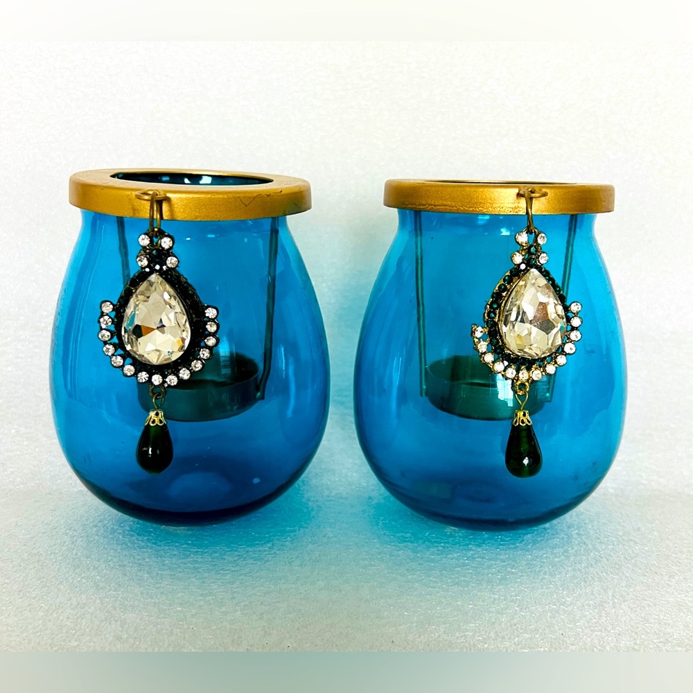Pair of decorative tea-light candle holders - New condition - approx 4.5” tall
